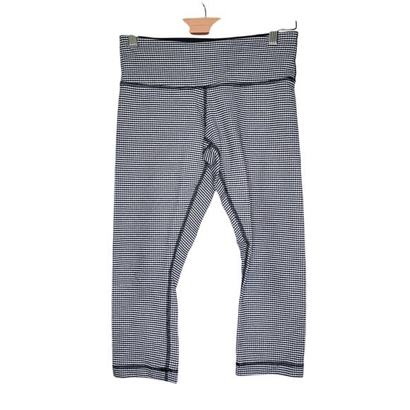 Lululemon Gingham Plaid Wunder Under Crop Navy Blue 4 - Picture 2 of 10